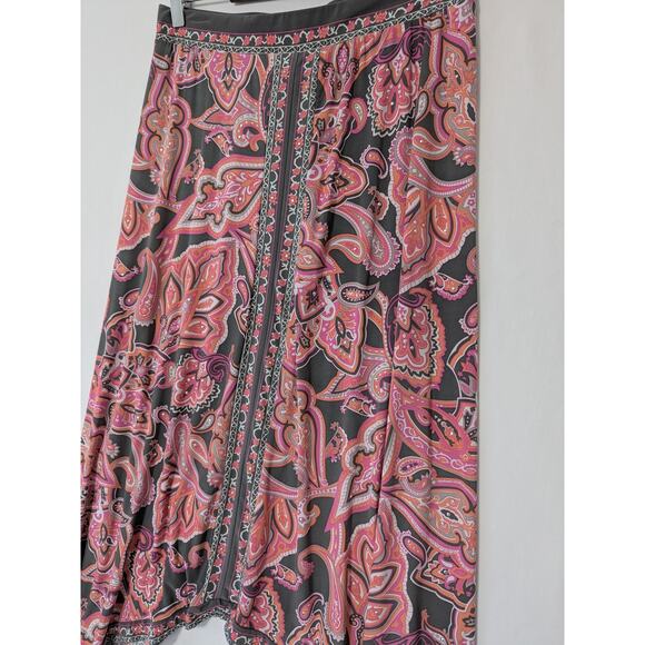 INC Fairy‎ Wimsy Pink Paisley Rhinestone Asymmetric Coquette Midi Skirt Size M - Picture 2 of 8